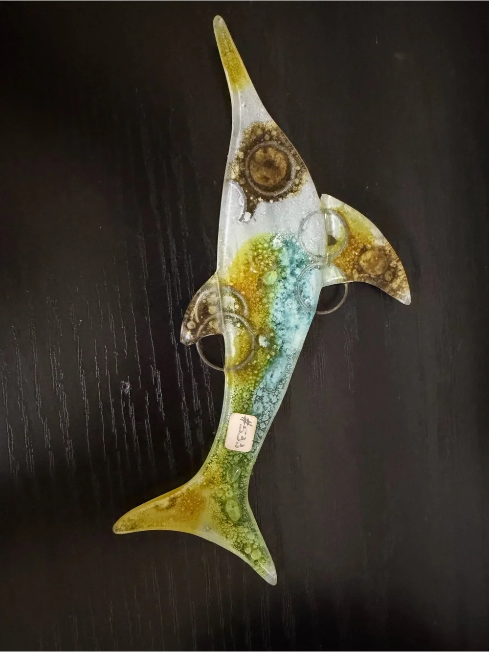 Set of 3 Vintage Mid Century Fused Art Glass Fish Wall Plaques, Higgins Style